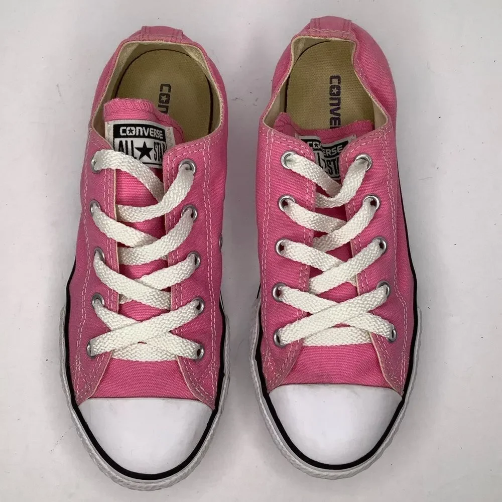 Converse Chuck Taylor All Star Low Top Lace Tie Big Girls Pink Sneakers Sz 3